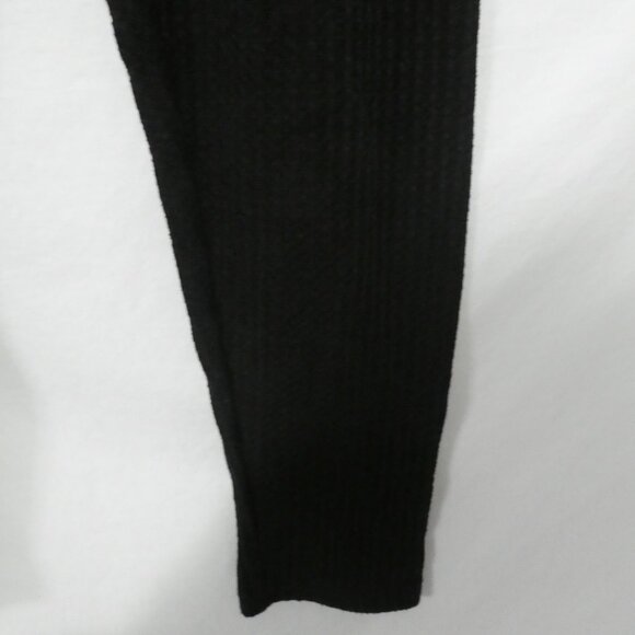 SHEIN | large | Black Waffle Knit Pull-Up Pants | Drawstring | No Pockets - Picture 9 of 16